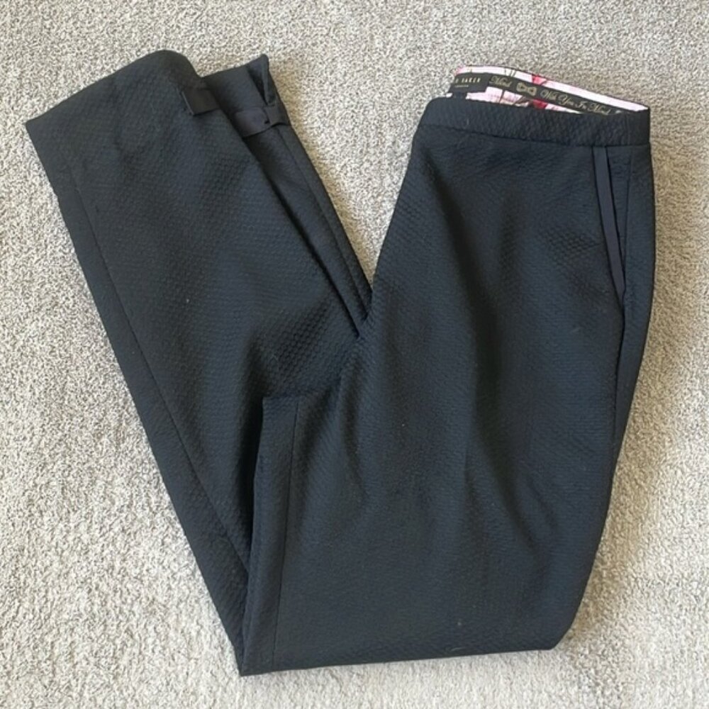 EC Ted Baker Textured Cropped Black Dress Pants - Size 2 - Picture 3 of 5